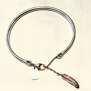 Coach 925 Sterling Silver feather bangle bracelet- NWOT/Comes with Box